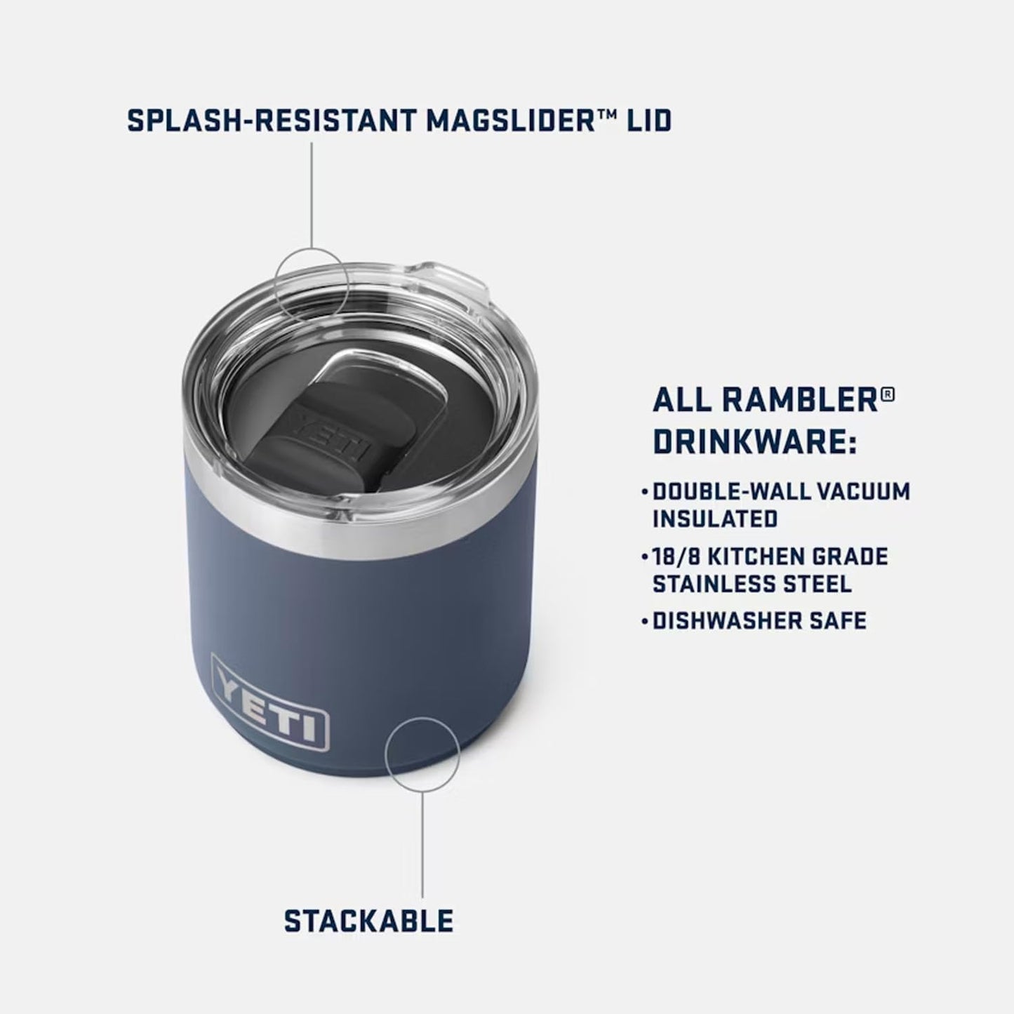 YETI Rambler 10 oz Stackable Lowball 2.0, Vacuum Insulated, Stainless Steel with MagSlider Lid, Black Forest Green