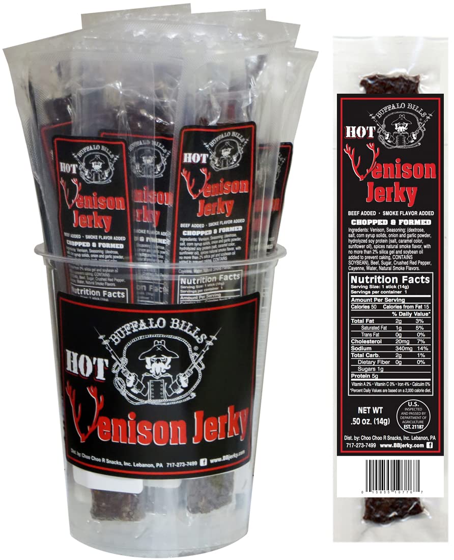 Buffalo Bills Venison Jerky Strips 10oz Pack (20 venison jerky 7" strips per bag)
