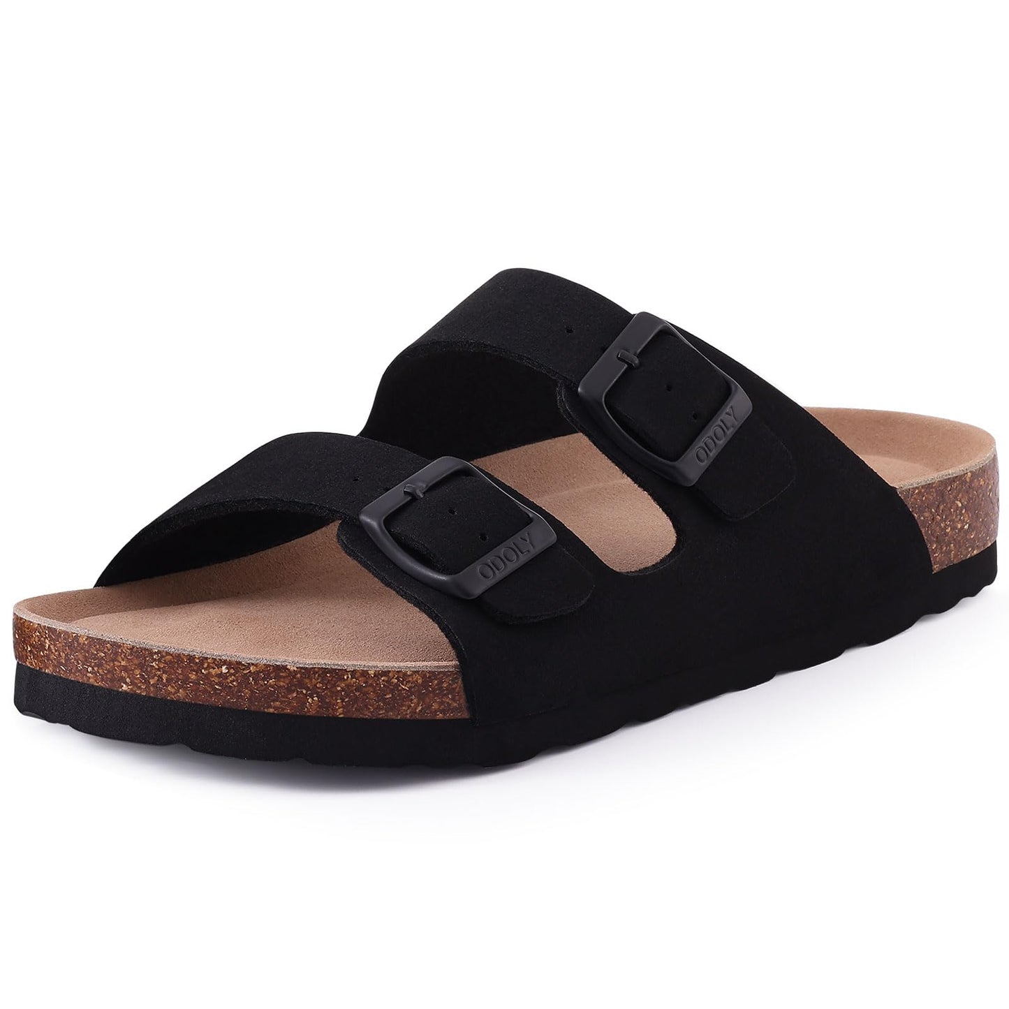 Unisex Cork Footbed Slide Sandal, Arch Support Summer Outdoor Sandals with Adjustable Buckle for Women and Men