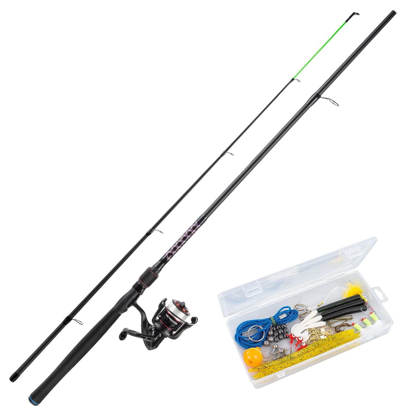 KastKing Brutus Spinning & SpinCast Combo, Fishing Rod and Reel Combo, Custom Tackle Kit, Pre-Spooled Line, Brute Tuff Blank, Stainless Steel Guide, EVA Handles, Custom Graphite Reel Seat
