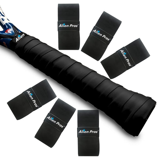 ALIEN PROS Tennis Racket Grip Tape (6 Grips) – Precut and Light Tac Feel Tennis Grip – Tennis Overgrip Grip Tape Tennis Racket – Wrap Your Racquet for High Performance (6 Grips, Black)