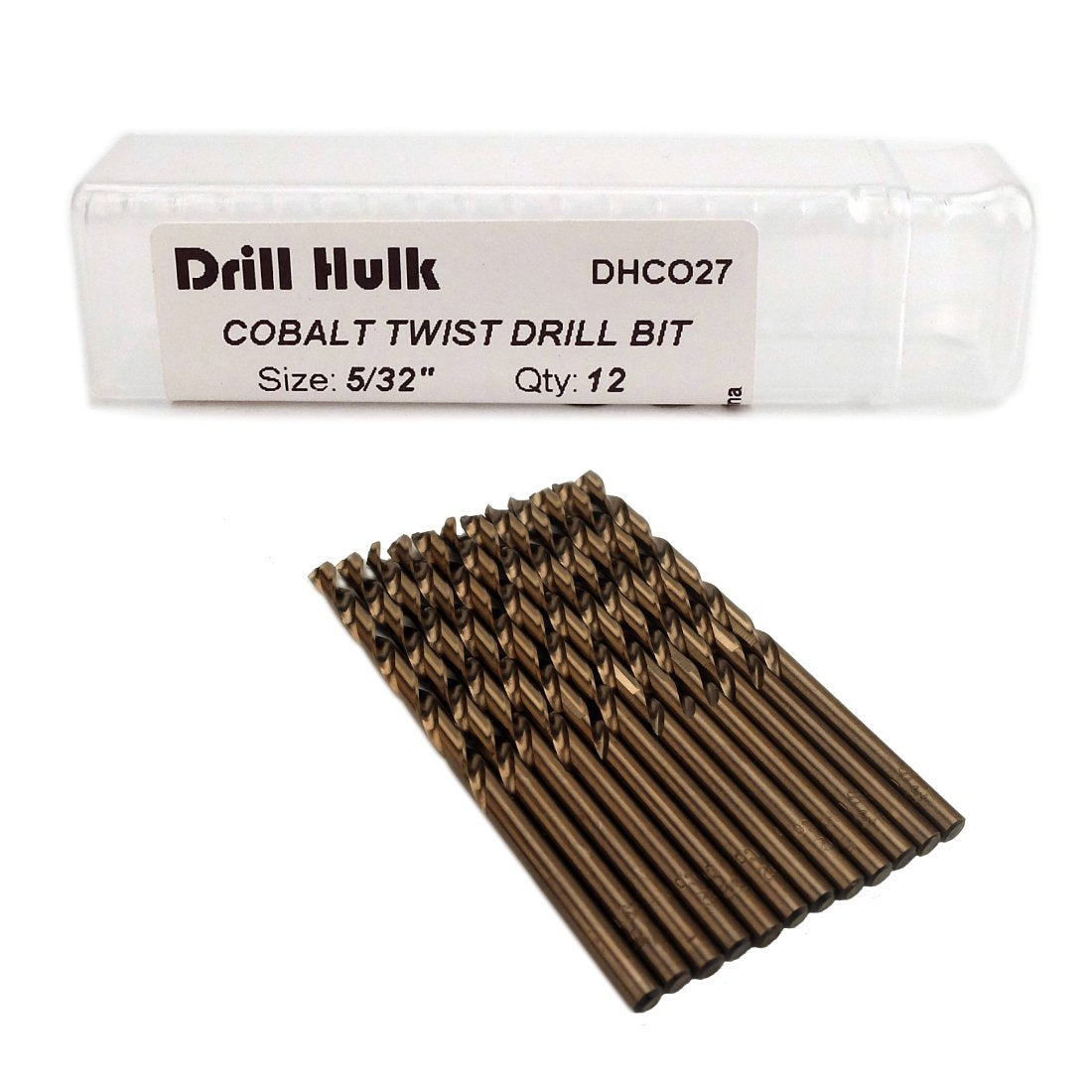 1/4-Inch Cobalt Steel M35 Jobber Length Twist Drill Bits for Hard Metal, Stainless Steel, Pack of 12