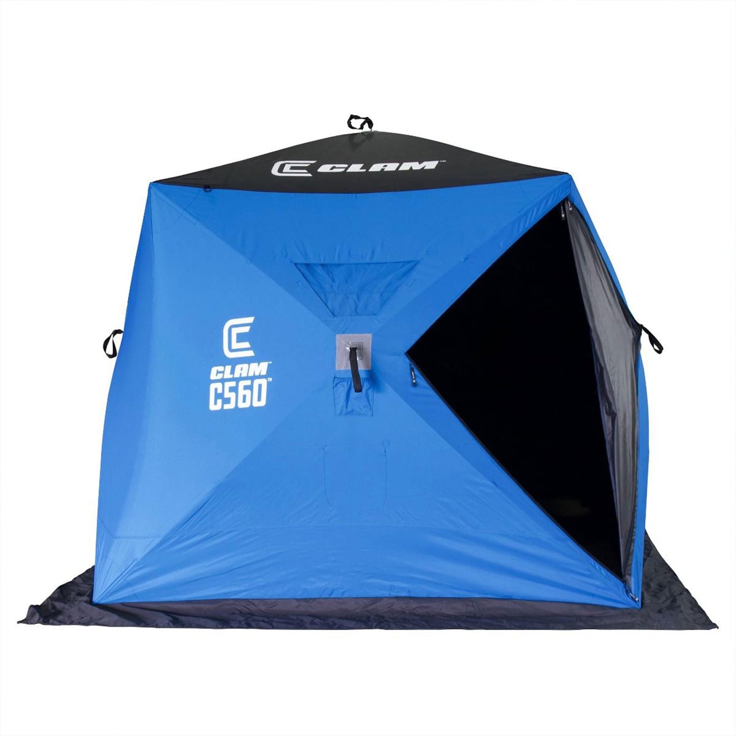 CLAM Lightweight Portable Pop Up Ice Fishing Angler Thermal Hub Shelter Tent with Anchors, Tie Ropes, and Carrying Bag