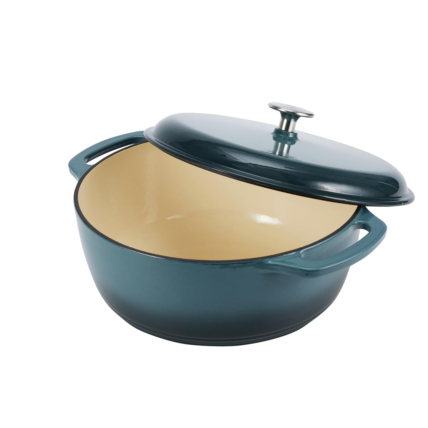 Amazon Basics Enameled Cast Iron Dutch Oven Pot with Lid, Oven Safe, Heavy-Duty, Dual Handles for Braising, Stews, Roasting, Round, 6-Quart, Gray