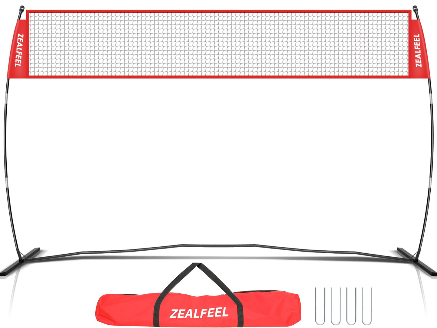 ZEALFEEL Volleyball Net, 12FT Volleyball Training Net Height Adjustable, Portable Freestanding Practice Net for Hitting or Serving Drills, Pop up Volley Ball Nets with Carry Bag for Backyard Outdoor