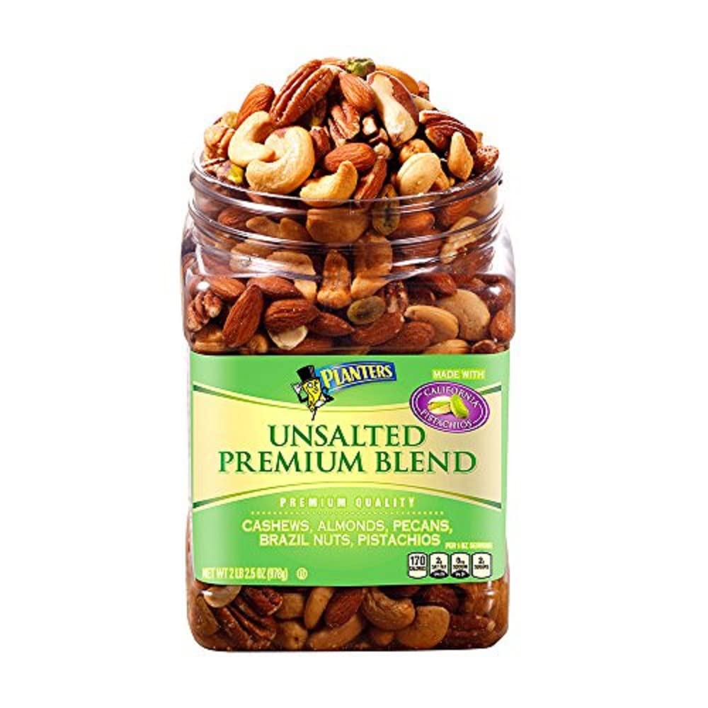 PLANTERS Deluxe Mixed Nuts, Cashews, Almonds, Pecans, Pistachios, Hazelnuts, Roasted with Sea Salt, Party Snacks, Plant-Based Protein Nut Mix, Snacks for Adults, After School Snack Mix, 27oz