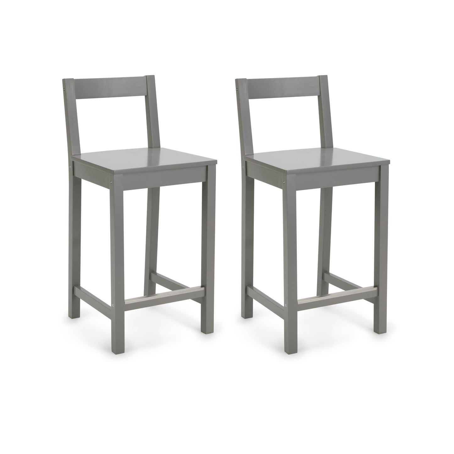 Amazon Basics Wooden Bar Stool with Backrest 24", Grey, Set of 2