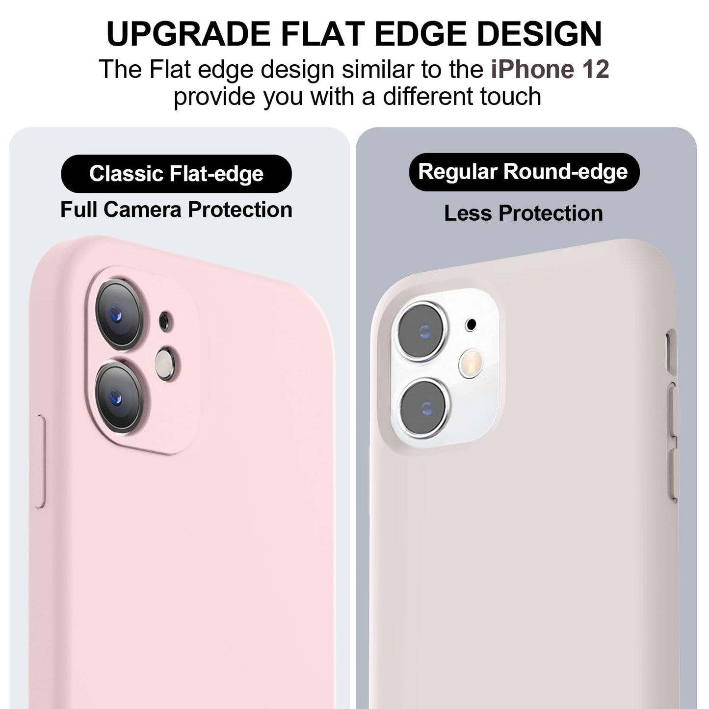 Vooii Compatible with iPhone 11 Case, Upgraded Liquid Silicone with [Flat Edges] [Camera Protection] [Soft Anti-Scratch Microfiber Lining] Phone Case for iPhone 11 6.1 inch - Chalk Pink