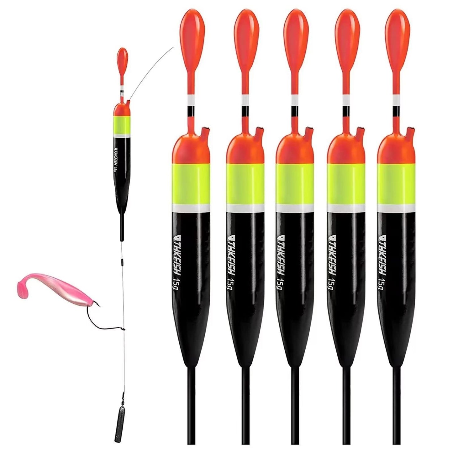 THKFISH Fishing Bobbers Fishing Floats and Bobbers Slip Bobbers for Fishing Balsa Floats Crappie Fishing Bobbers 1/6oz(3.47"X0.47"X6.73") 3/8oz(3.84"X0.6"X 7.2") 1/2oz(4.13"X0.75"X7.87")