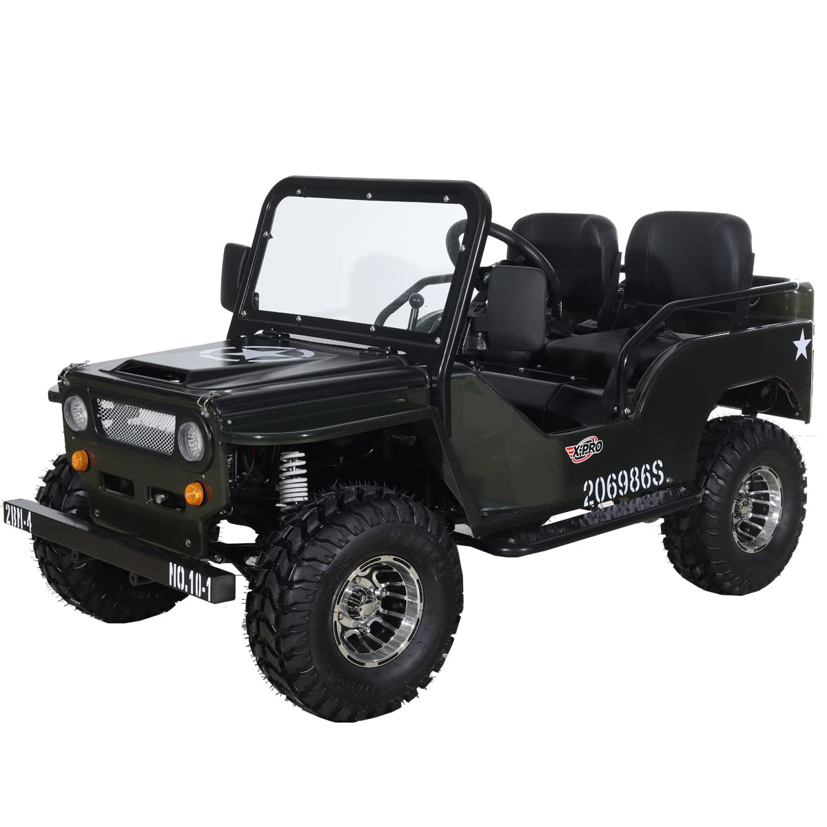 X-PRO Ranger 125 125cc Go Kart with 3-Speed Semi-Automatic Transmission w/Reverse, Big 18" Aluminium Rim Wheels!(Army Green)
