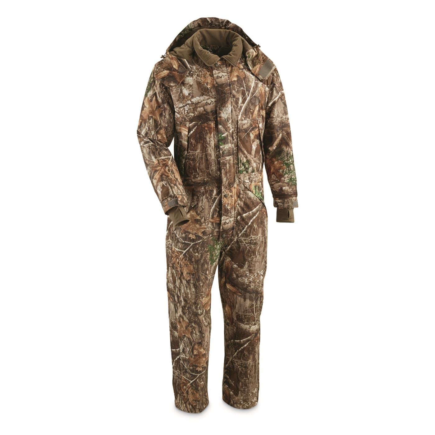 Guide Gear Men's Dry Waterproof Hunting Coveralls with Hood, Insulated Camo Hunt Overalls