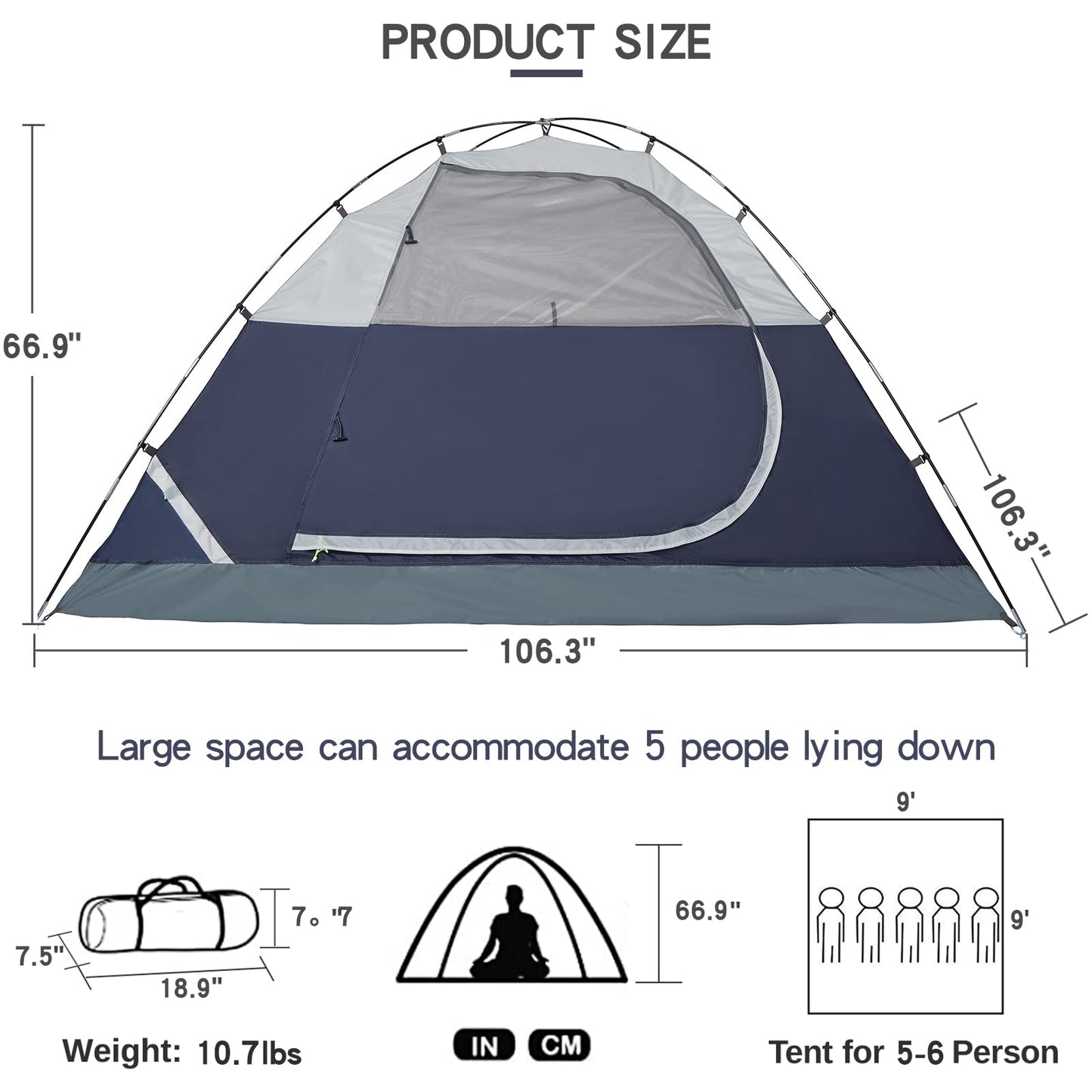 CAMEL CROWN Tents for Camping 2/3/4/5 Person Camping Dome Tent, Waterproof,Spacious, Lightweight Portable Backpacking Tent for Outdoor Camping/Hiking