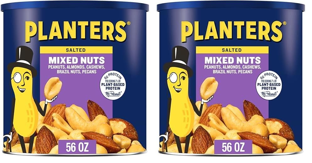 PLANTERS Deluxe Mixed Nuts, Cashews, Almonds, Pecans, Pistachios, Hazelnuts, Roasted with Sea Salt, Party Snacks, Plant-Based Protein Nut Mix, Snacks for Adults, After School Snack Mix, 27oz