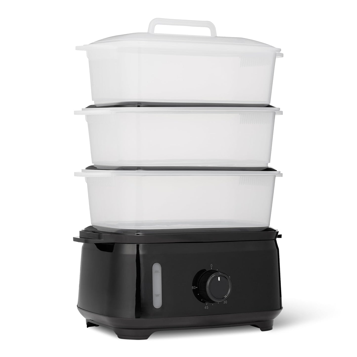 Amazon Basics Electric Food Steamer for Cooking Vegetables with 3-Tier Design, BPA-Free, 9.5 QT, Black