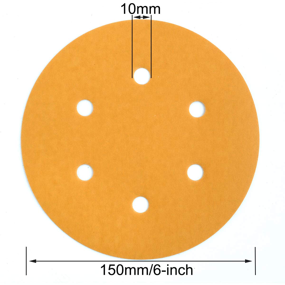6-Inch 6-Hole Hook and Loop Sanding Discs 600-Grit, Random Orbital Sandpaper for Automotive and Woodworking, 100-Pack