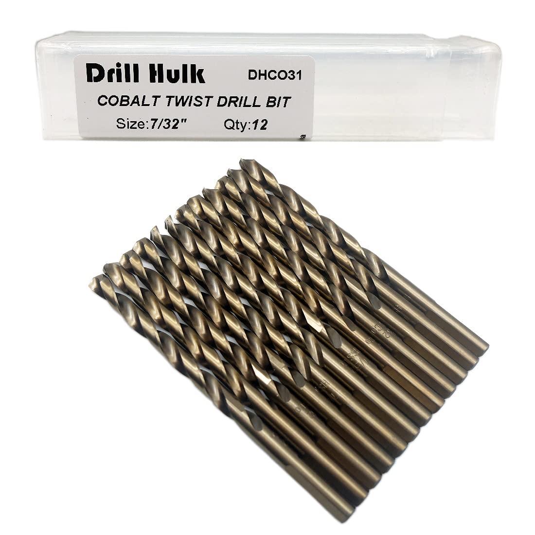 1/4-Inch Cobalt Steel M35 Jobber Length Twist Drill Bits for Hard Metal, Stainless Steel, Pack of 12