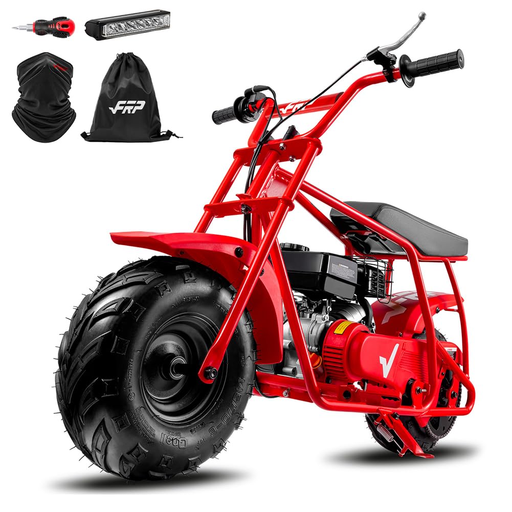 FRP Mini Dirt Bike GMB100, 99 CC Gas Powered Mini Bike 4 Stroke 3HP, Off Road for Kids and Adult, Trail Bike Up to 28 Mph, Weight Support Up to 220 LBS (RED)