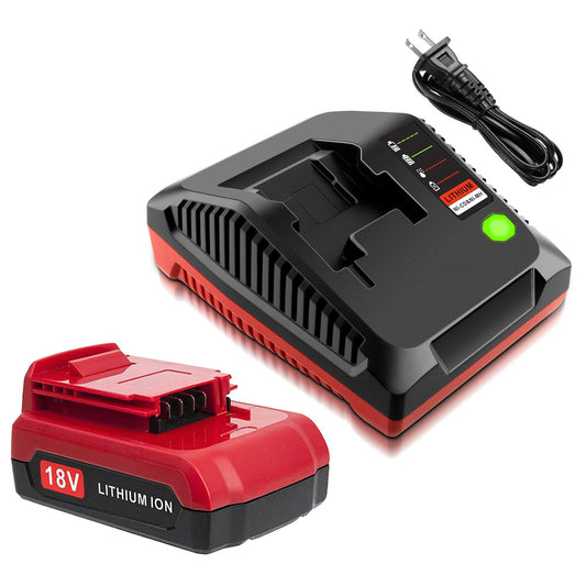 2 Packs 18V Lithium PC18BLX Battery and PCXMVC Charger Compatible with Porter Cable 18V Battery PC18B PC18B-2 PC18BL PC18BLX PC18BLEX