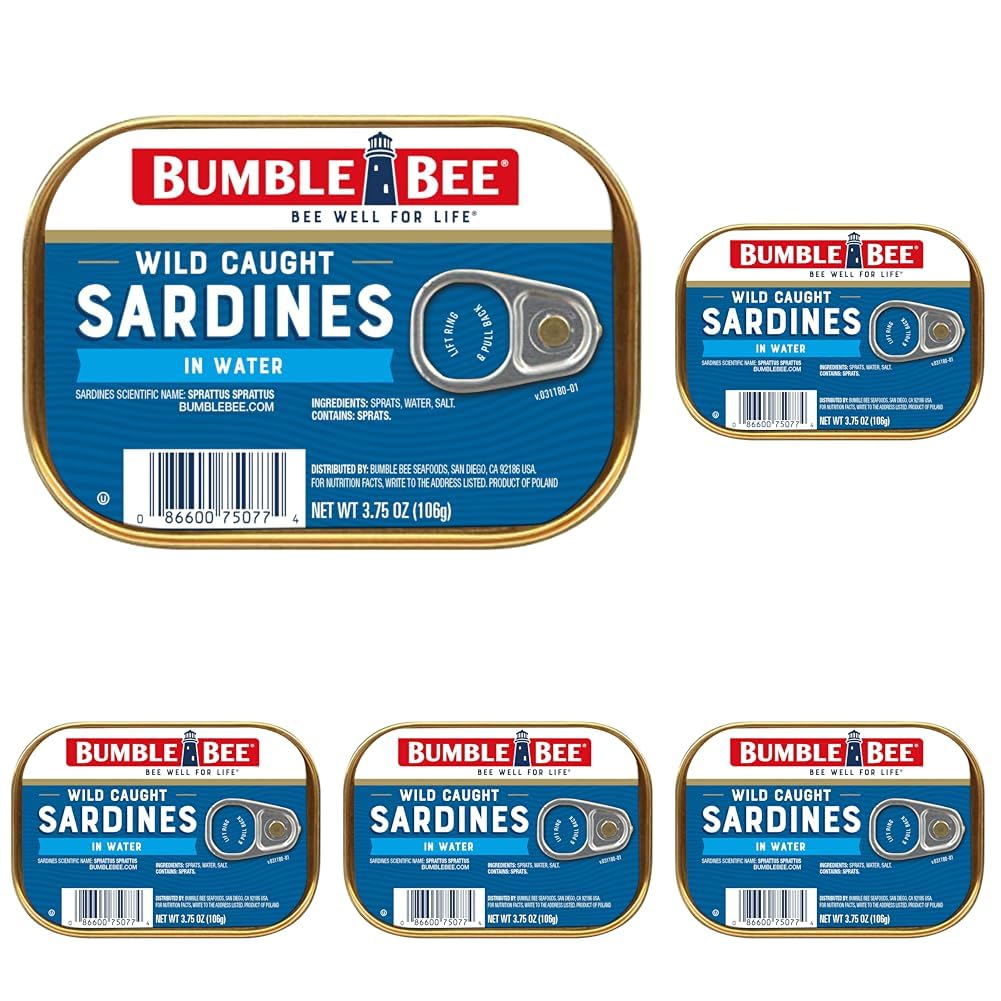 Bumble Bee Sardines in Mustard Sauce, 3.75 oz Tin - Wild Caught, Gluten Free, Keto, Kosher