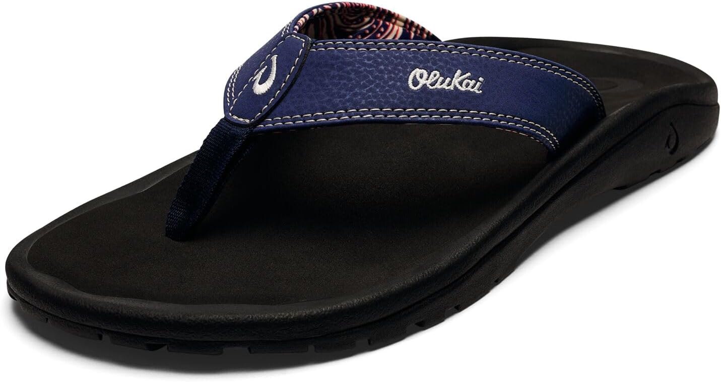 OLUKAI Ohana Men's Beach Sandals, Water Resistant Flip Flops, Arch Support & Comfort Fit, Lightweight & Durable, Enhanced Grip & Traction