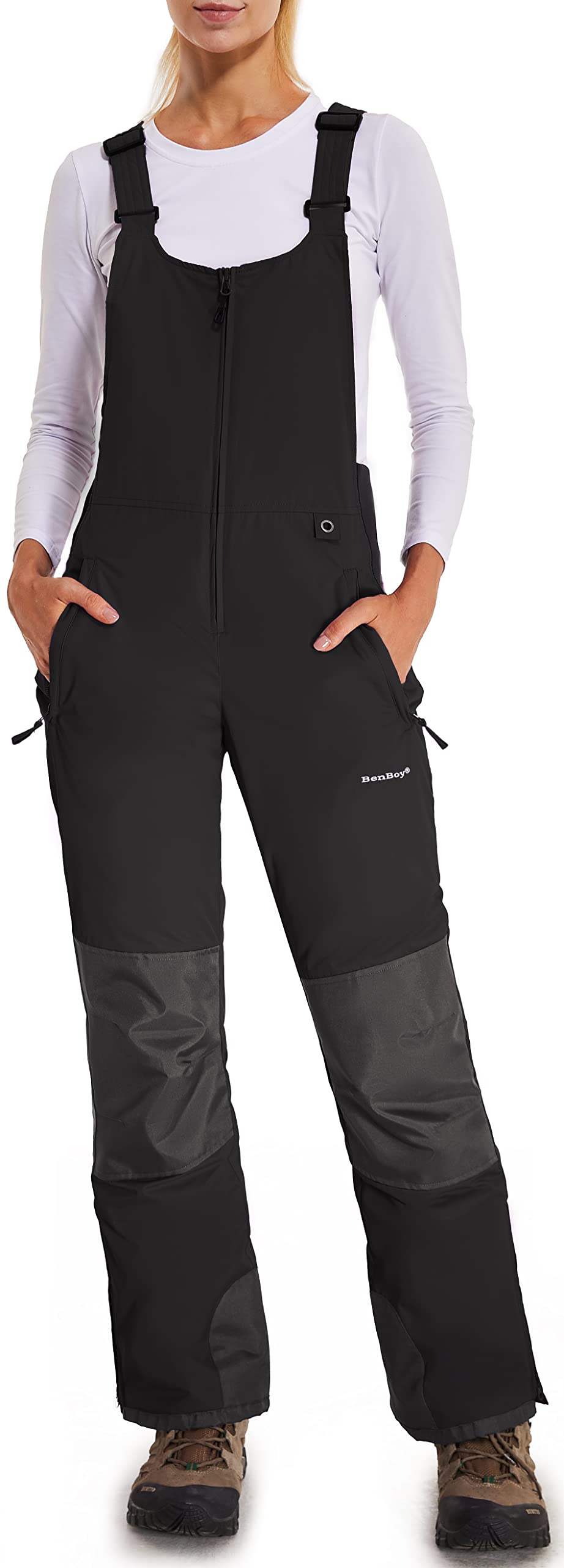 BenBoy Women's Snow Bibs Ski Waterproof Windproof Insulated Overalls Ripstop Snowboard Pants Winter