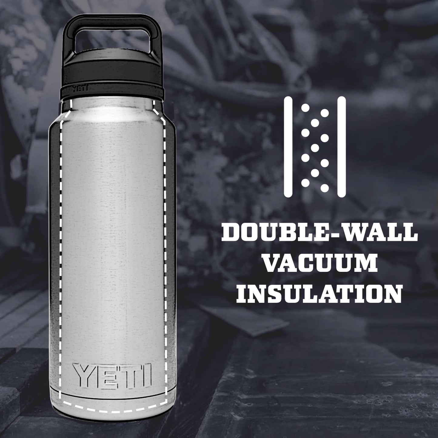 YETI Rambler 36 oz Bottle, Vacuum Insulated, Leakproof, Stainless Steel with Chug Cap