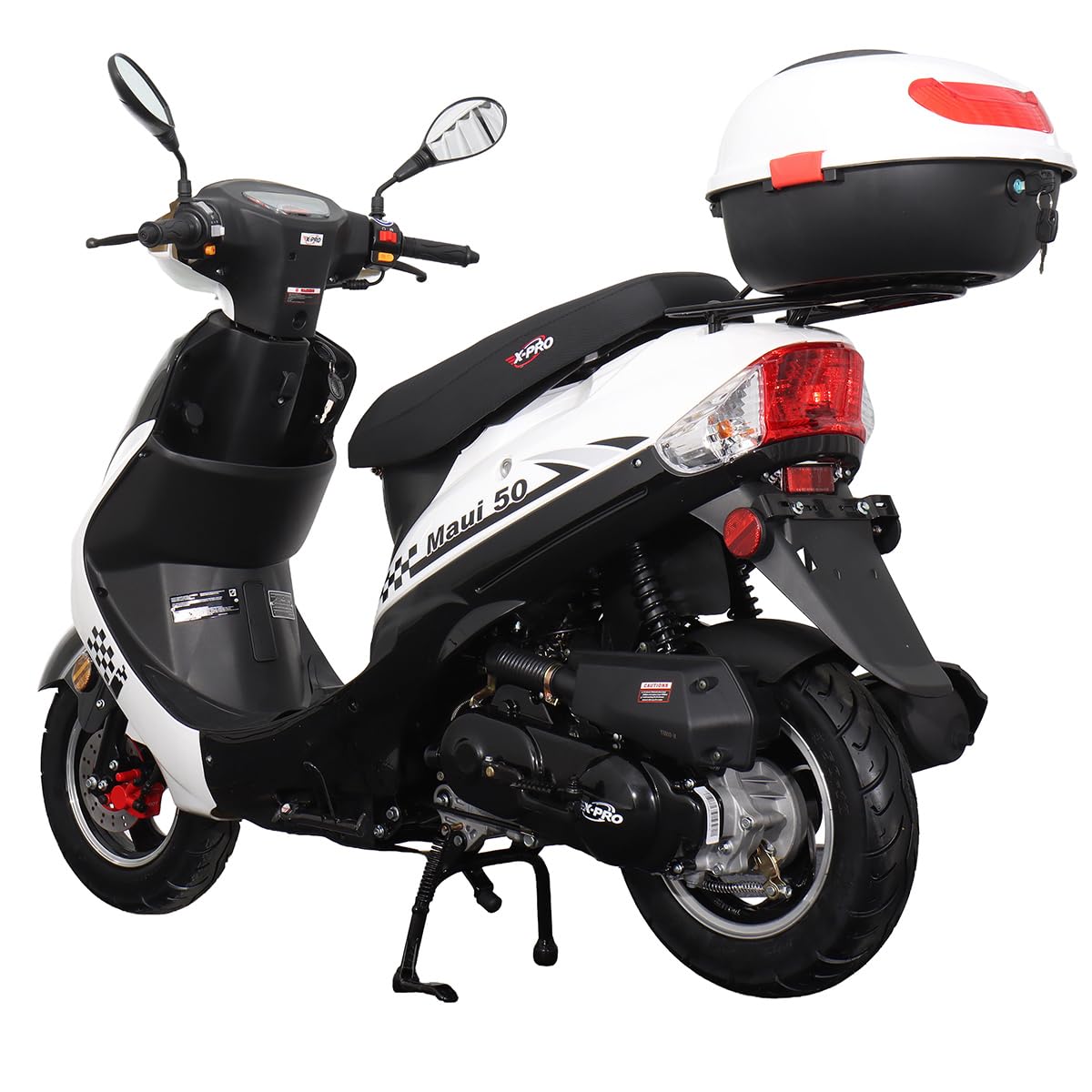 X-PRO 50cc Adult Moped Gas Moped Motorcycle 50cc with 10" Aluminum Wheels, Electric/Kick Start! (White, Factory Package)