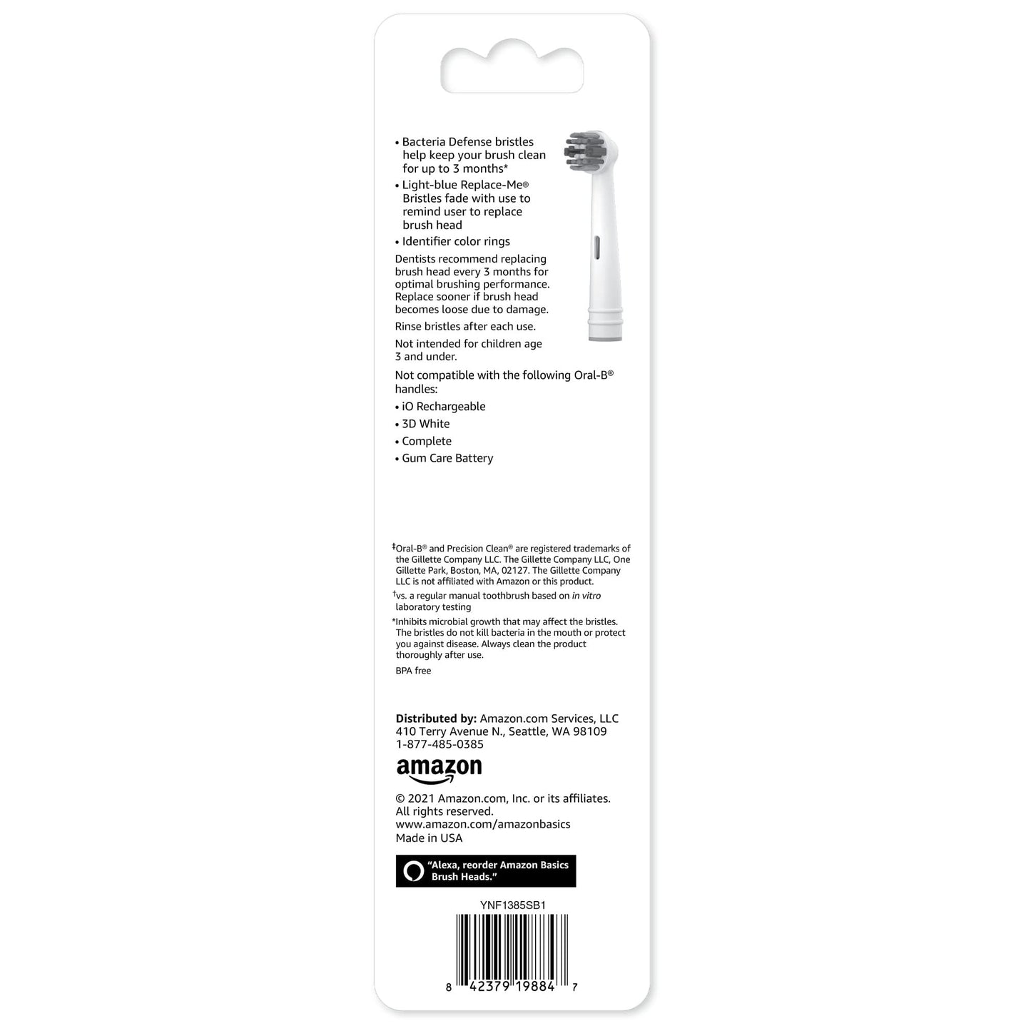 Amazon Basics Electric Toothbrush Replacement Heads, Action Clean, Compatible with Most Oral-B Brushes, White, 5 Count (Previously Solimo)