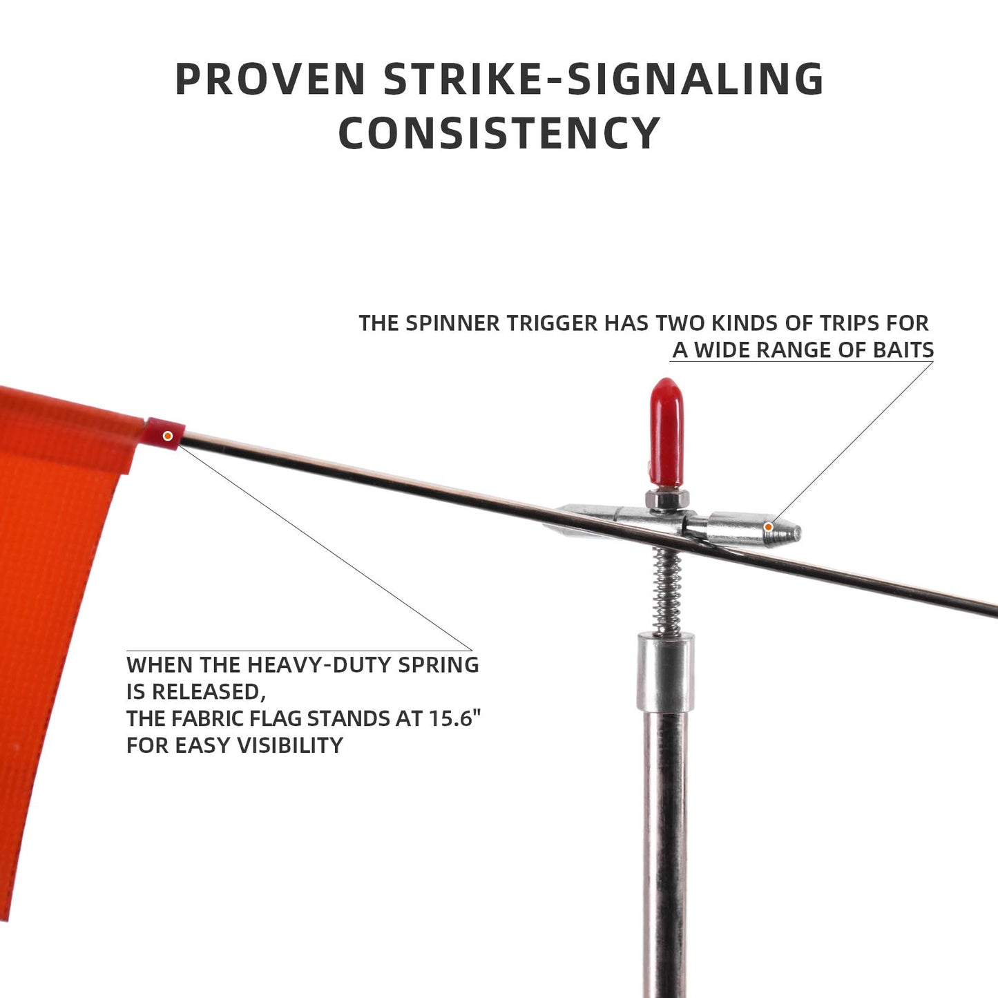 SF Black/Orange Ice Fishing Tip-Up Foldable with Orange Pole Flags Ice Fishing Strike Indicators Accessories