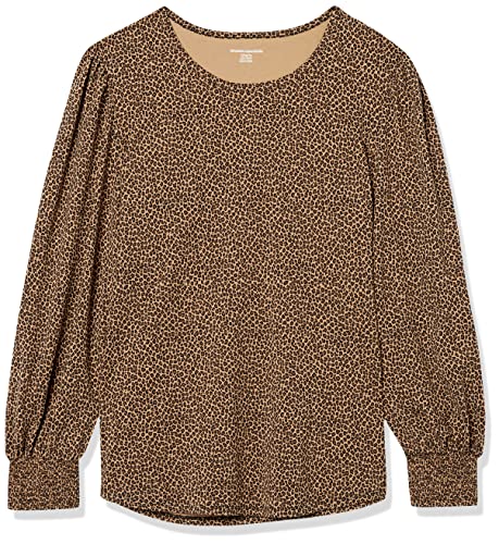 Amazon Essentials Women's Long-Sleeve Crewneck Smocked Cuff T-Shirt