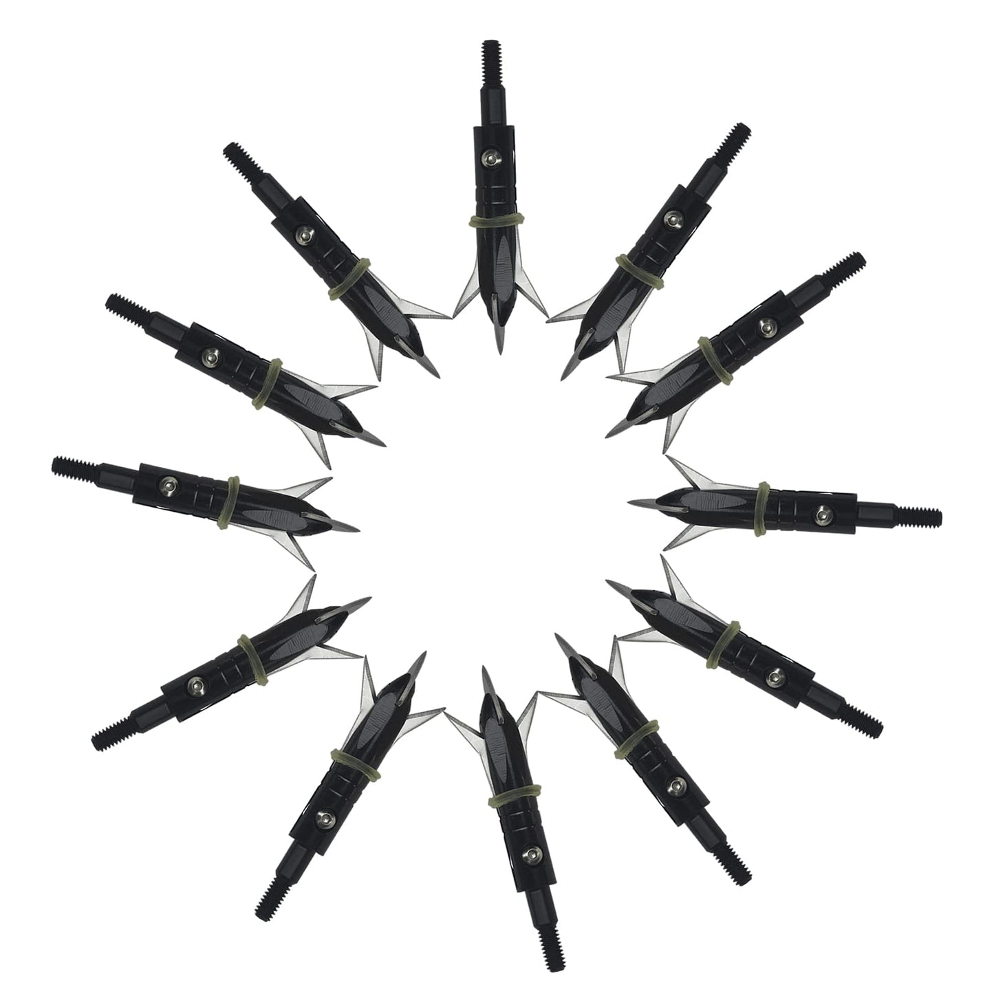 12pcs Hunting Broadheads 100 Grain Archery Broadheads New Stell Broadheads + 1 pcs Black Broadhead Case for Arrowheads