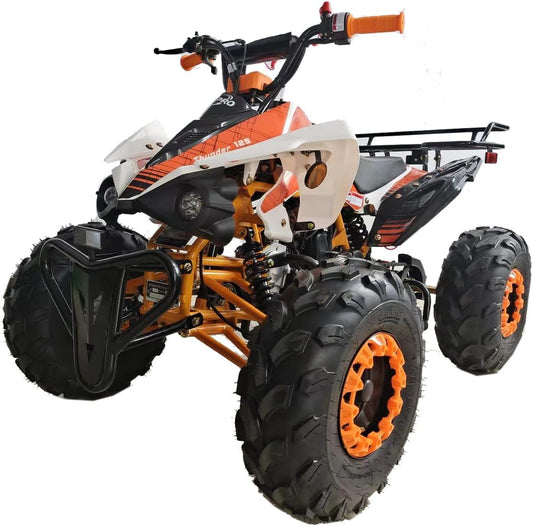 X-PRO 125cc ATV with Automatic Transmission w/Reverse, LED Headlights, Big 19"/18" Tires! (Orange, Factory Package)