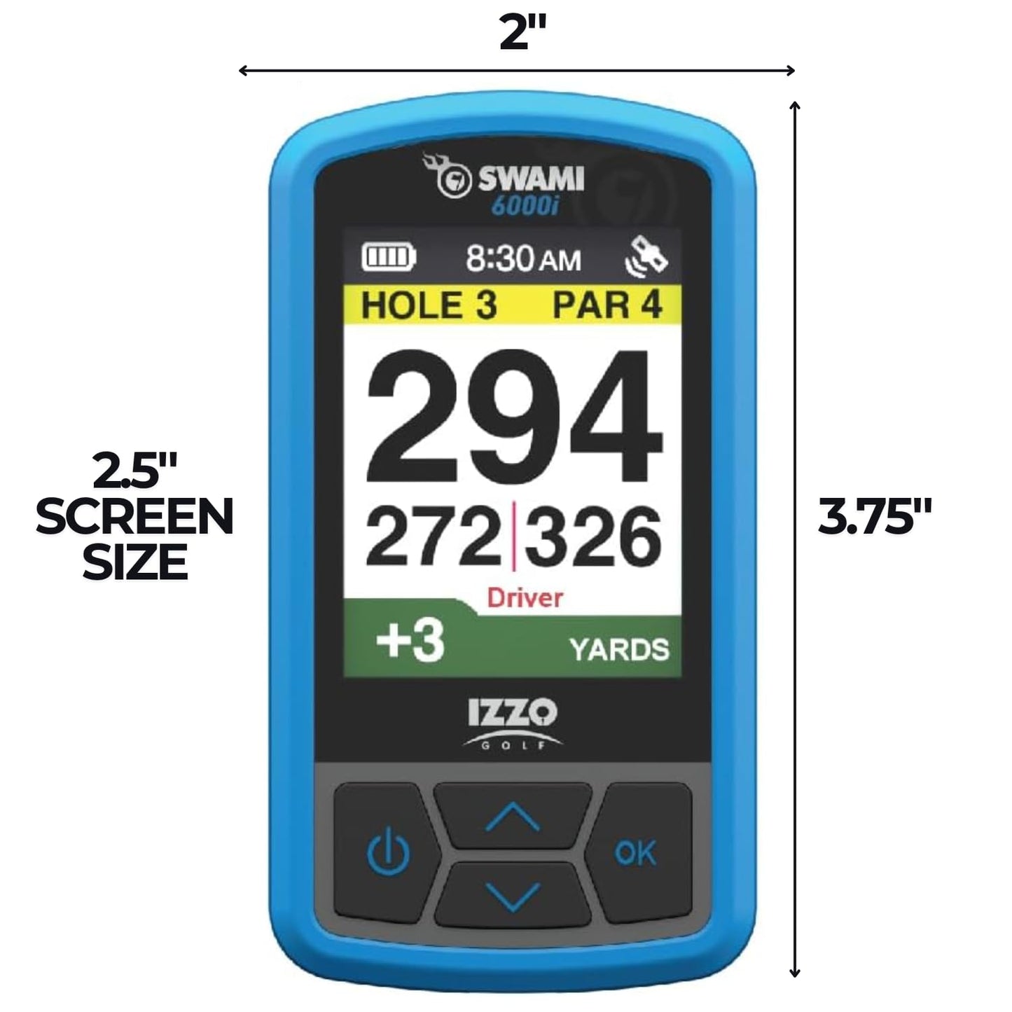 Izzo Swami 6000 Handheld Golf GPS Water-Resistant Color Display with 38,000 Course Maps & Scorekeeper