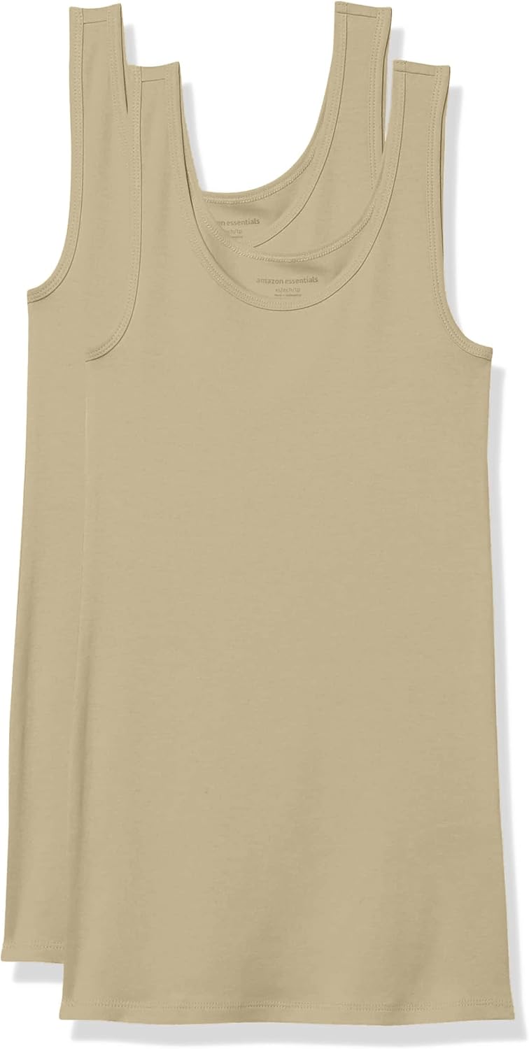 Amazon Essentials Women's Slim-Fit Scoop Neck Tank Top, Pack of 2