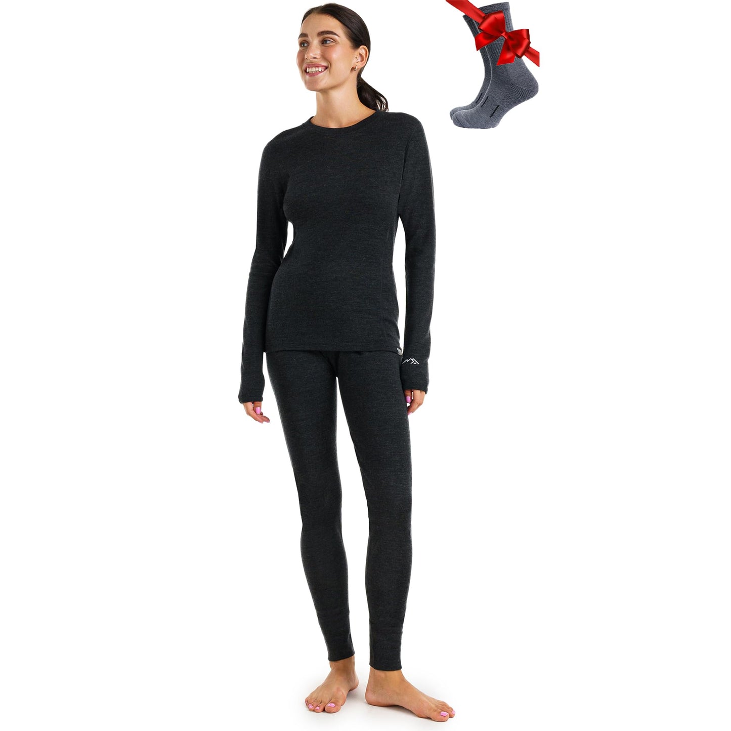 Merino.tech Merino Wool Base Layer Women Set - Heavyweight, Lite, Midweight Merino Thermal Underwear For Women Top, Bottom