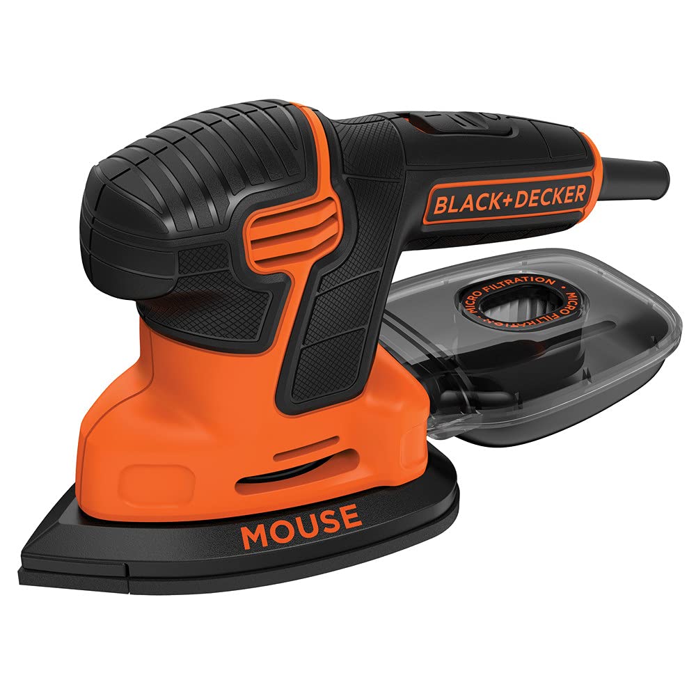 BLACK+DECKER Detail Sander, 1.2 Amp, 16,000 OPM, Compact Design, 3-Position Grip for Comfort, Includes Dust Collector, Corded (BDEMS600)
