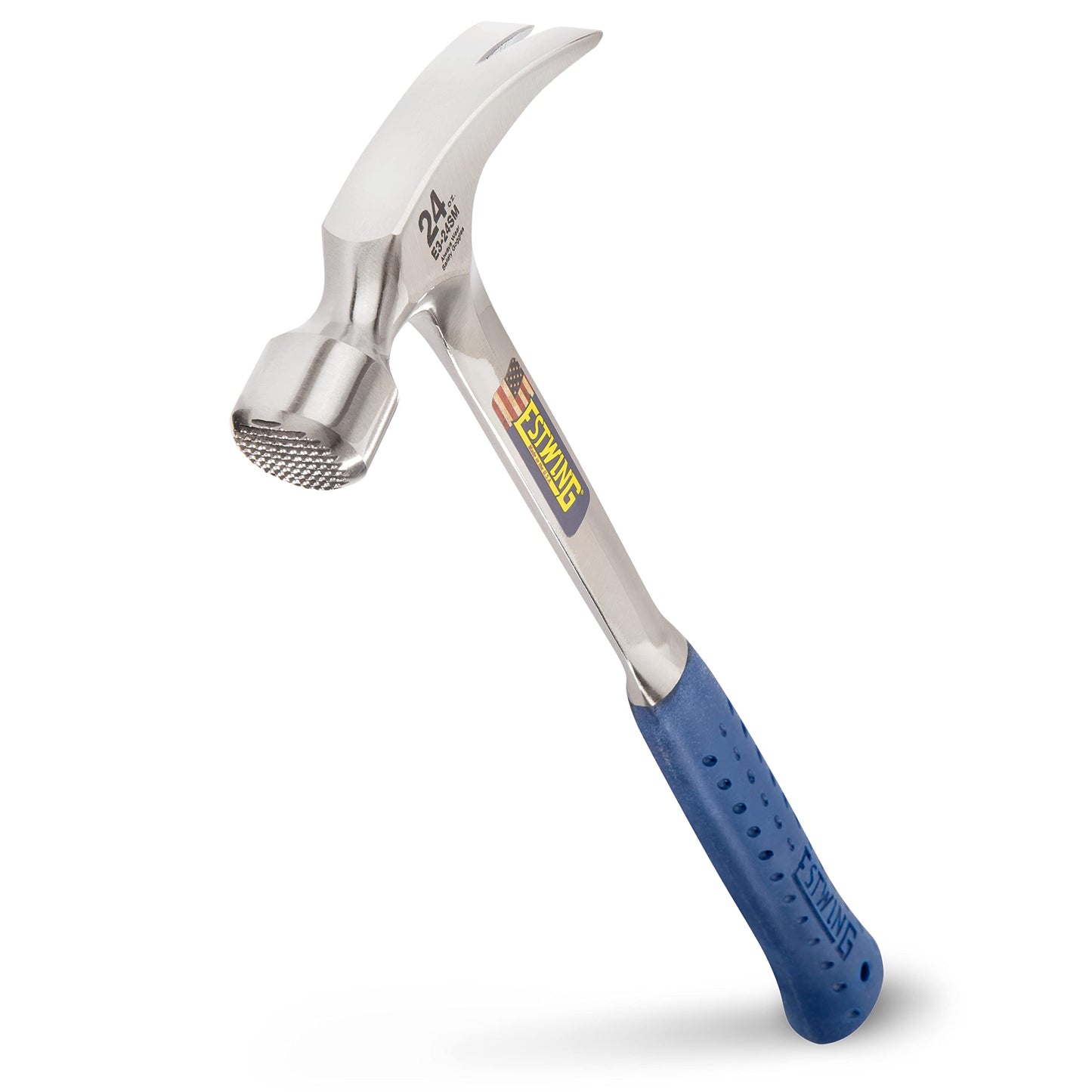 ESTWING Framing Hammer - 22 oz Long Handle Straight Rip Claw with Milled Face & Shock Reduction Grip - E3-22SM