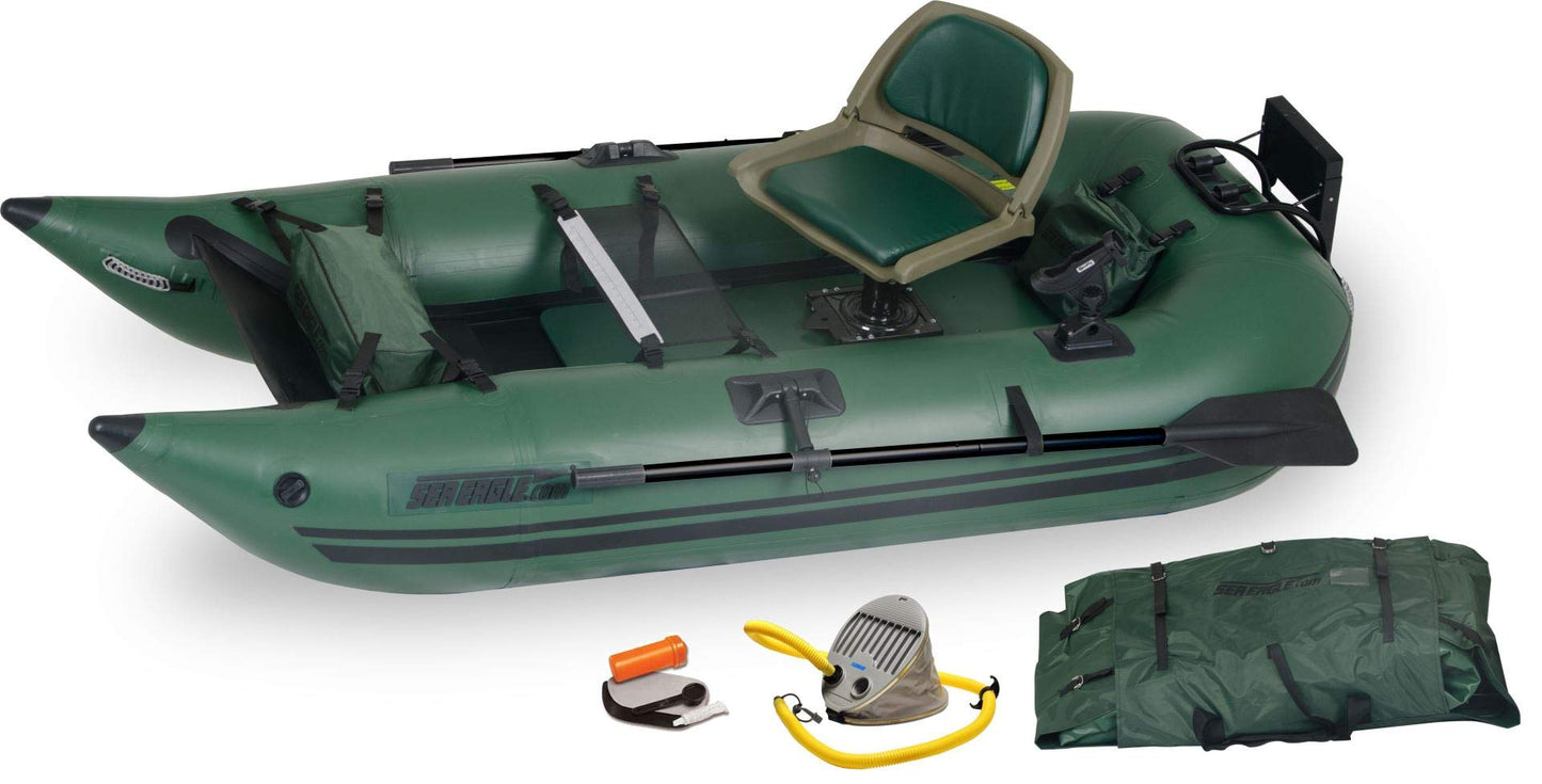 Sea Eagle 285 Frameless Inflatable 9’ Pontoon Fishing Boat - 1 Person- Lightweight, Portable-Perfect for Hunting & Fishing-Sets up in 5 Minutes