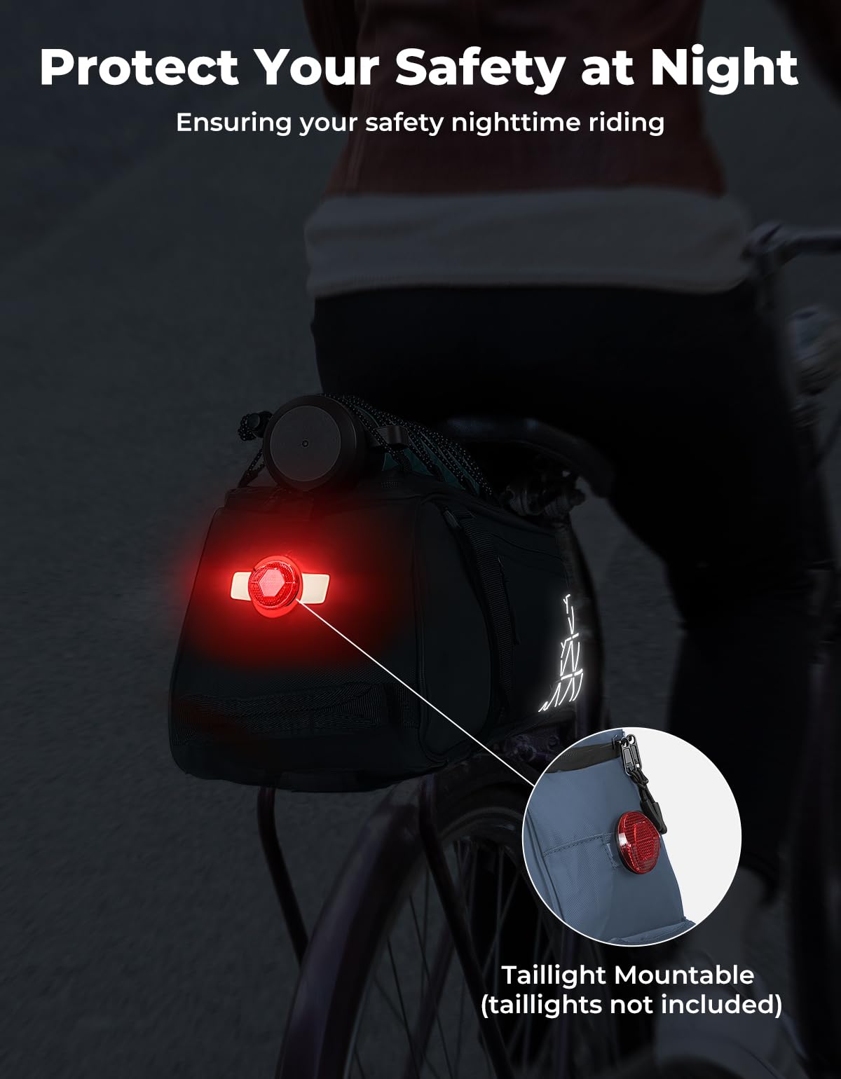 KEMIMOTO Rear Bike Rack Bag - 8L PVC Water Resistant Ebike Bags for Bicycle Rear Rack, Bicycle Trunk Pannier for Commuter Travel Shopping and Cycling (Black)