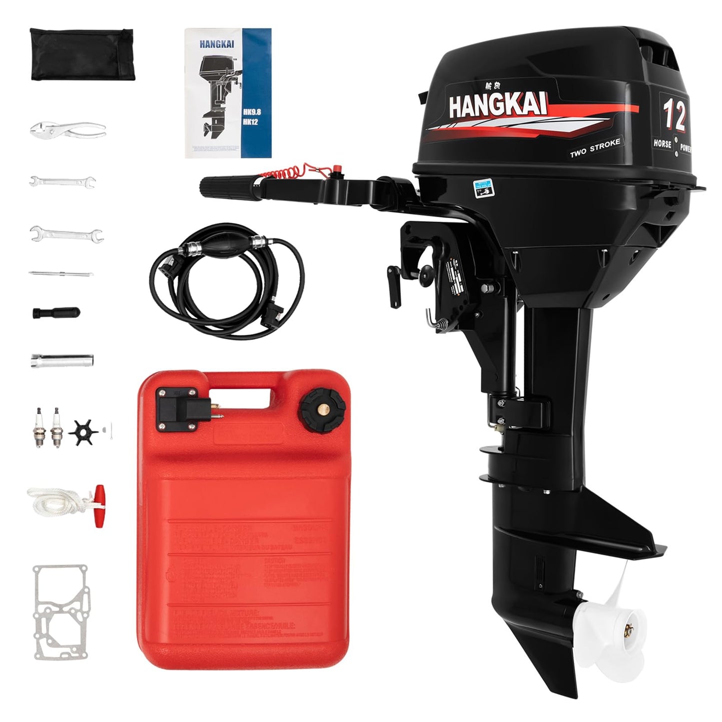 4 Stroke Outboard Motor, 123CC 6.5HP Boat Motor Boat Engine Motor, Heavy Duty Outboard Boat Motor Inflatable Marine Fishing Boat Yacht Engine (Fuel tank and Hoses Not Included)