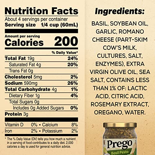 Prego Creamy Roasted Garlic Pesto Pasta Sauce, 14.5 oz Jar