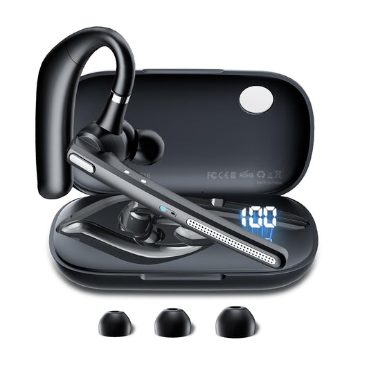 COTOE Bluetooth Headset V5.3, Wireless Earpiece with 500mAh Charging Case Hand-Free Headphones Noise Canceling Mic for Office/Driving/Business