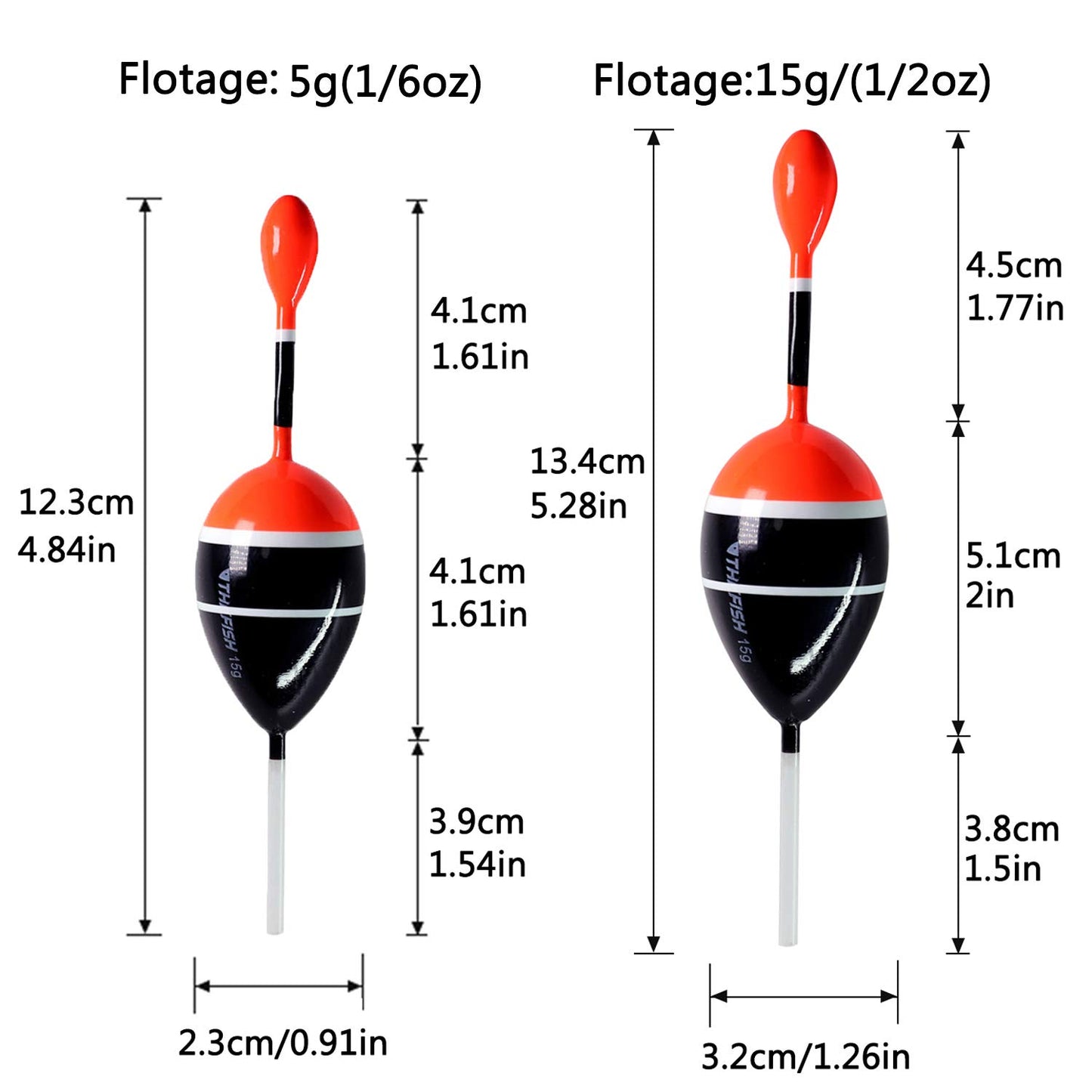 THKFISH Fishing Floats Bobbers Slide Floats Balsa Fishing Bobber Slip Bobbers for Crappie Panfish Trout Bass (1/2oz 2"x5.28") (1/6 1.6"x4.8") 5Pcs