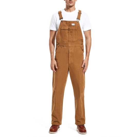 HISEA Men's Relaxed Fit Duck Bib Overall with Adjustable Straps and Convenient Tool Pockets