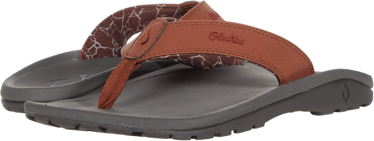 OLUKAI Ohana Men's Beach Sandals, Water Resistant Flip Flops, Arch Support & Comfort Fit, Lightweight & Durable, Enhanced Grip & Traction
