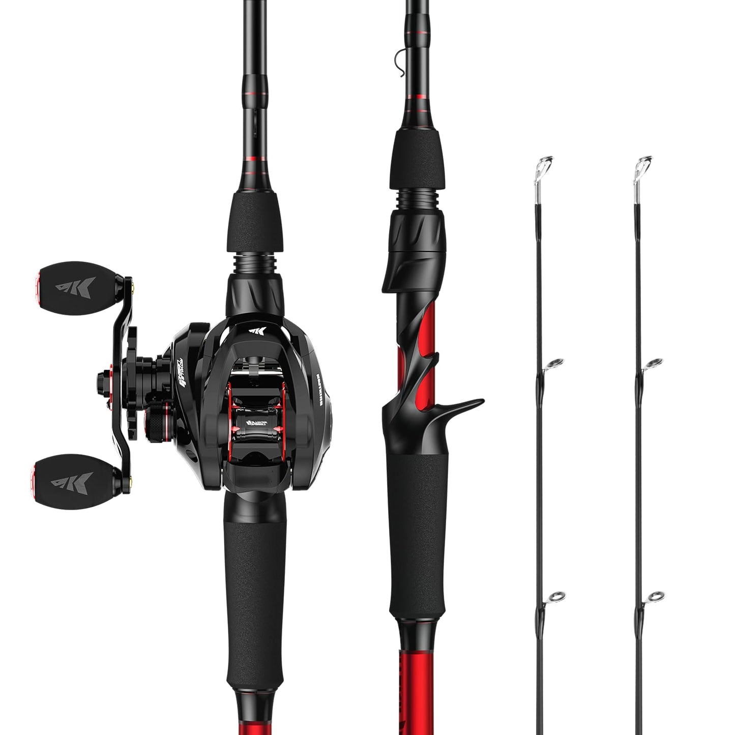 KastKing Royale Legend II Twin Tip Fishing Rod and Reel Combos, Spinning & Casting Combo, IM6 Graphite 2Pc Blanks, Extra Backup Tip Section, Stainless-Steel Guides, KastFlex Technology, EVA Handles