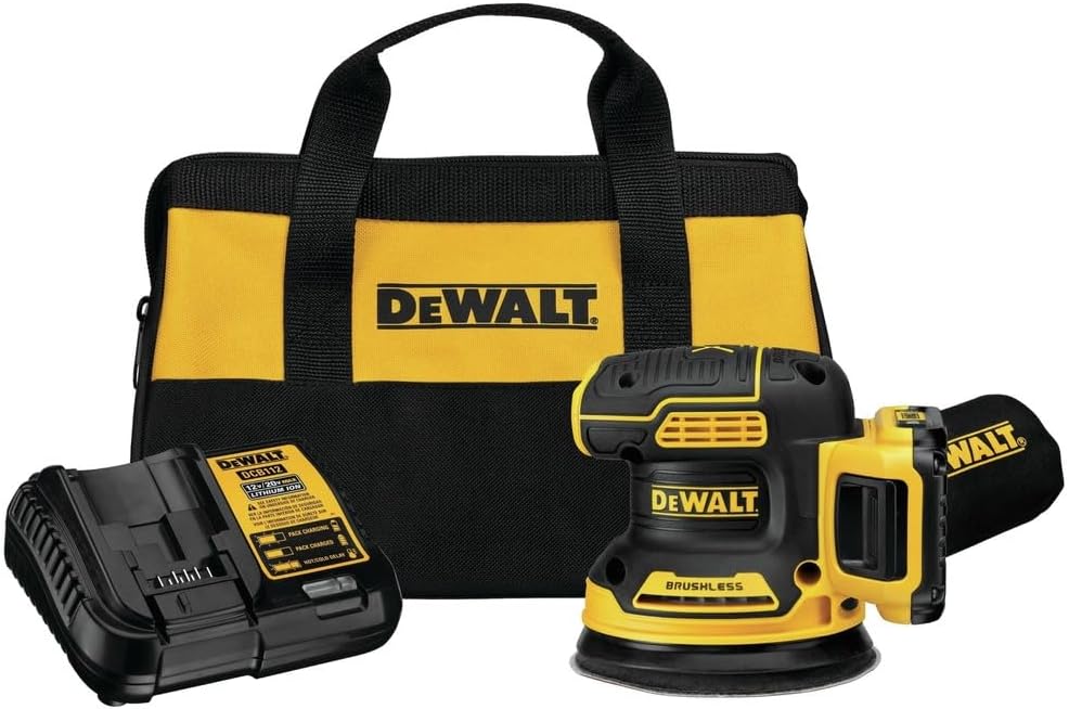 Dewalt DCW210D1R 20V MAX XR Brushless Variable Speed Lithium-Ion 5 in. Cordless Random Orbital Sander Kit (2 Ah) (Renewed)