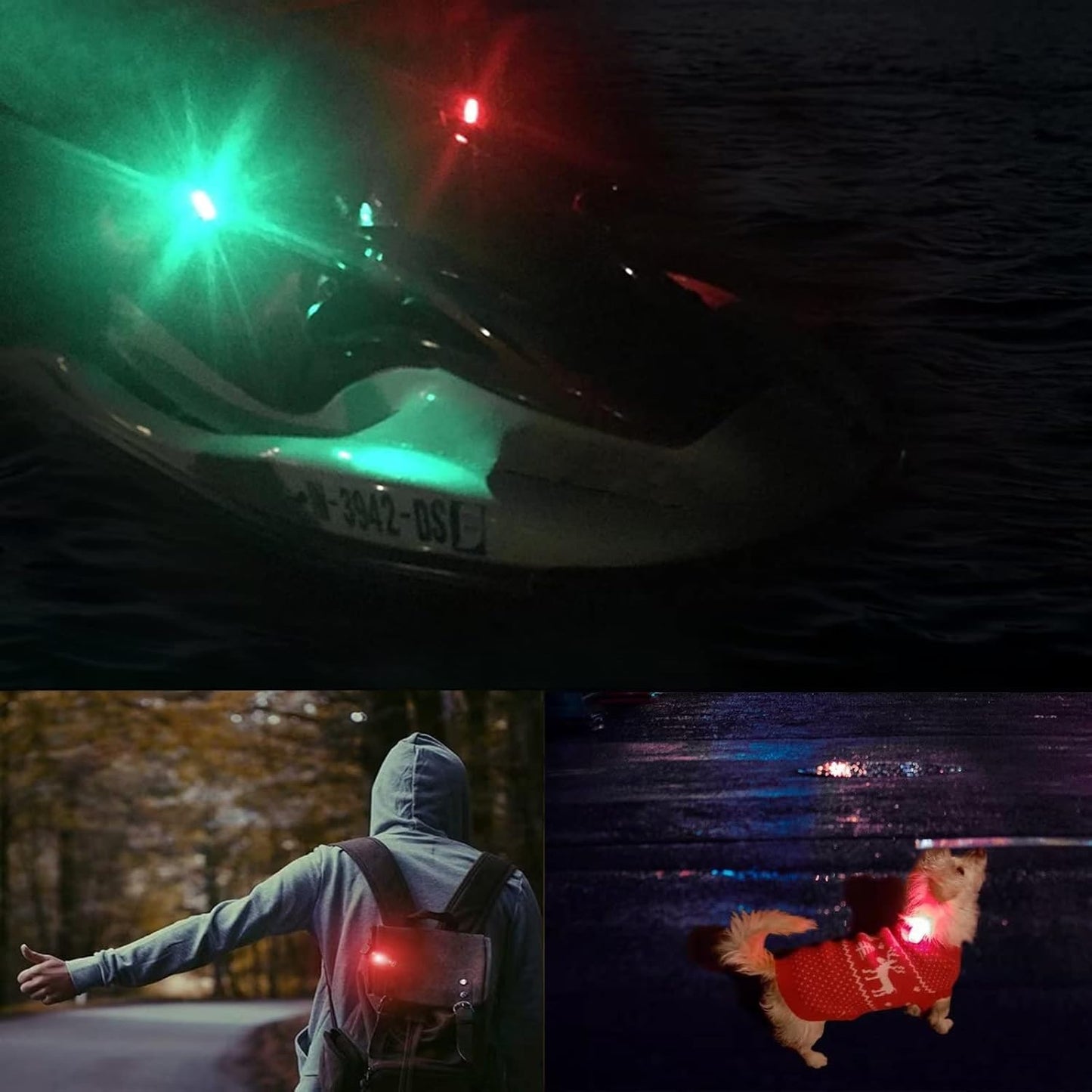 6pcs Navigation Lights for Boats Kayak, LED Safety Light, 3 Types Flashing Mode, Easy Clip-On Kit for Boat Bow, Stern, Mast, Paddles, Pontoon, Kayaking Accessories, Yacht, 12PCS Extra Batteries