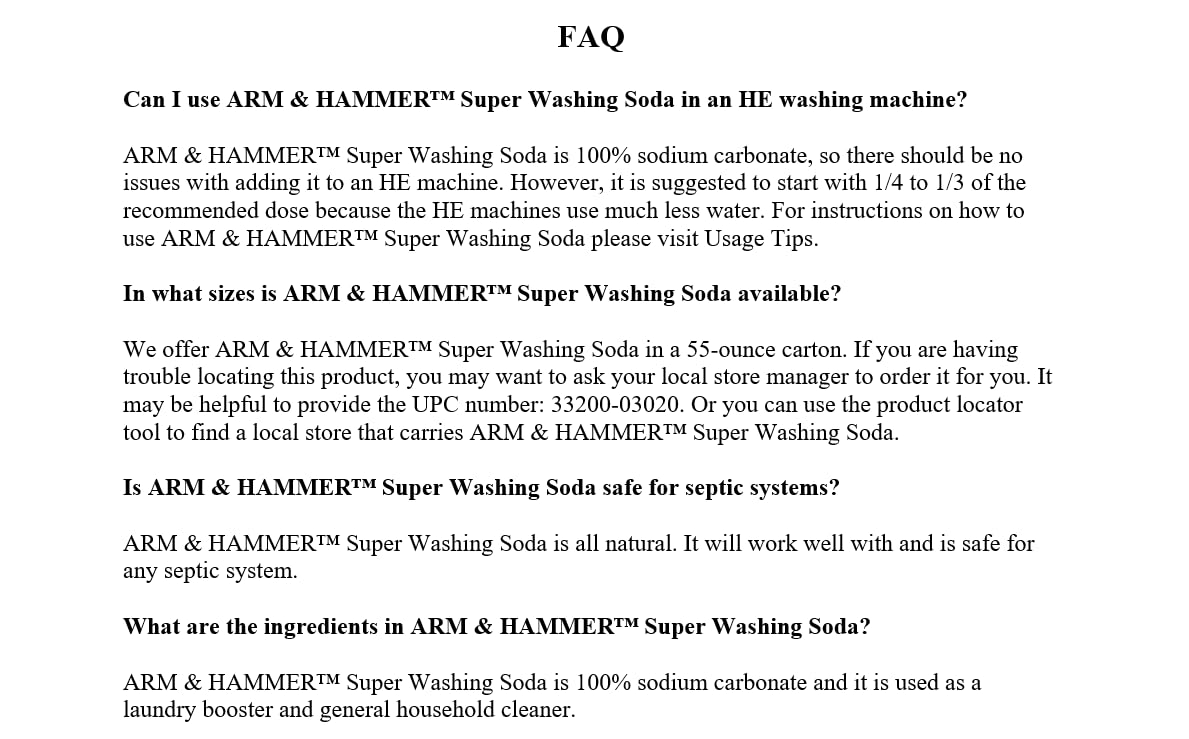 ARM & HAMMER Super Washing Soda Household Cleaner and Laundry Booster, 55 oz Box