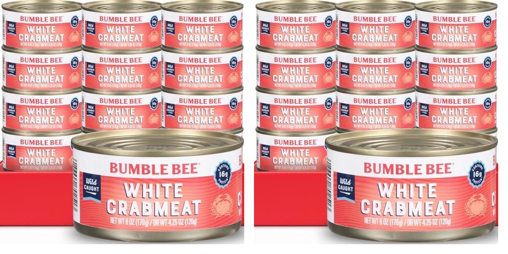 Bumble Bee White Flake Crab Meat in Water, 6 oz Can - 16g Protein & 1g Carb Per Serving - Wild Caught, Flaky, Drain Before Use, 6 Ounce (Pack of 1)